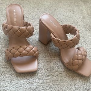 Madden Girl Heeled Sandals. Size 7.5 Pink/Tan color